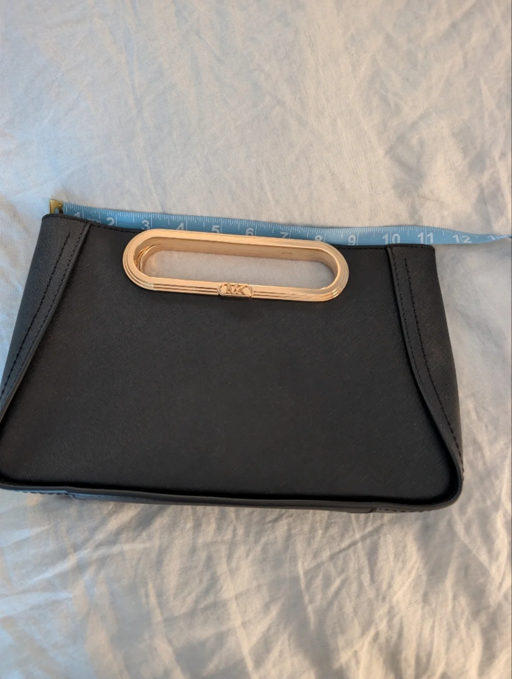 Michael Kors Black Structured Evening Bag Gold Hardware No Strap Leather